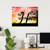Vollmond- und Kat-H-Monogramm-Poster Poster (Heimbüro)