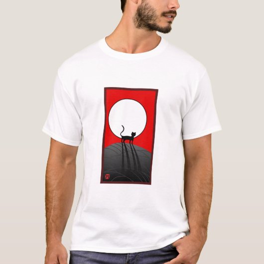 Vollmond und Katze T-Shirt (Vorderseite)