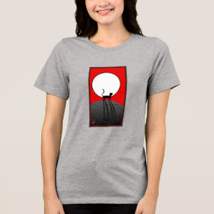 Vollmond und Katze Tri-Blend Shirt