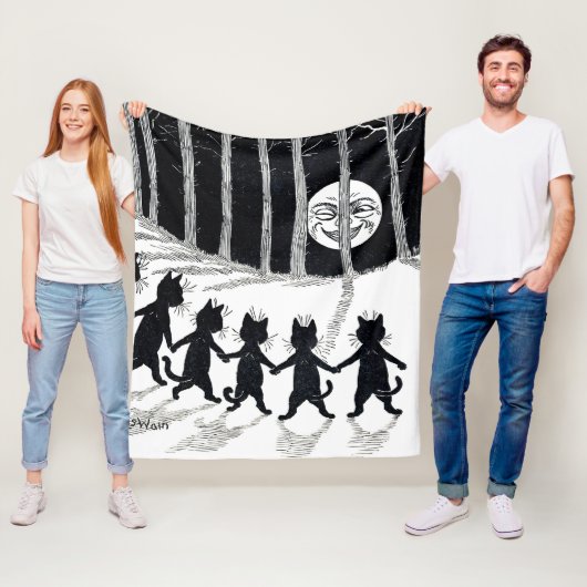 Vollmond und Katzen, Louis Wain Fleecedecke (Beispiel)