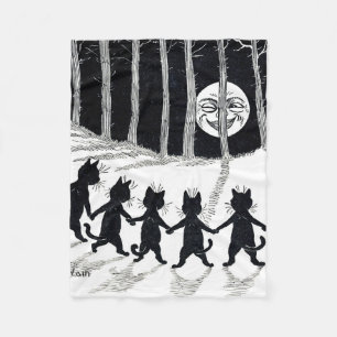 Vollmond und Katzen, Louis Wain Fleecedecke