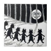 Vollmond und Katzen, Louis Wain Fliese (Vorderseite)