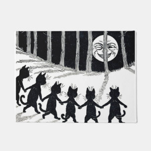Vollmond und Katzen, Louis Wain Fußmatte