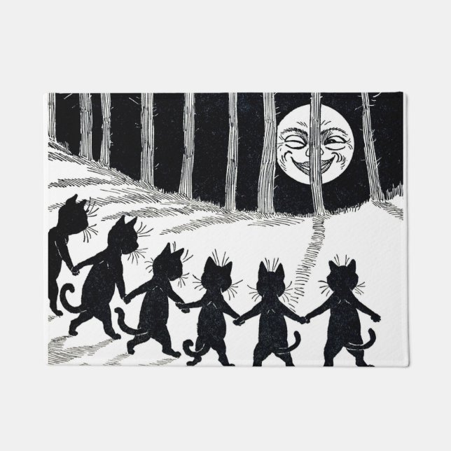 Vollmond und Katzen, Louis Wain Fußmatte (Vorderseite)