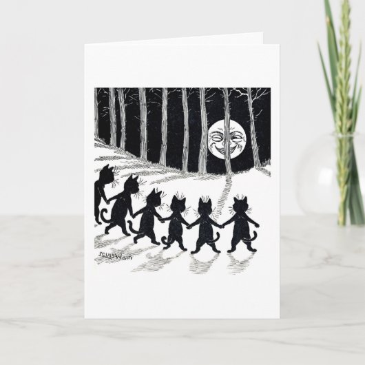 Vollmond und Katzen, Louis Wain Karte (Vorderseite)