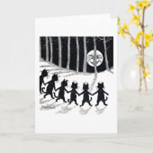 Vollmond und Katzen, Louis Wain Karte (Gelbe Blume)