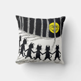 Vollmond und Katzen, Louis Wain Kissen