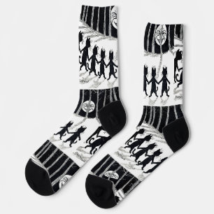 Vollmond und Katzen, Louis Wain Socken