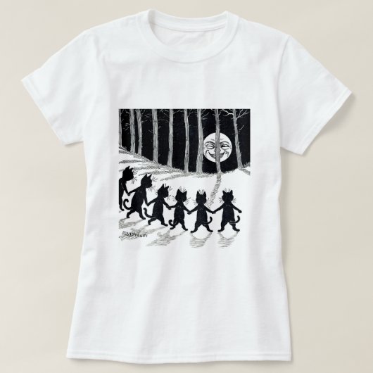 Vollmond und Katzen, Louis Wain T-Shirt (Design vorne)