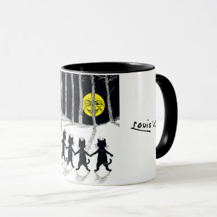 Vollmond und Katzen, Louis Wain Tasse