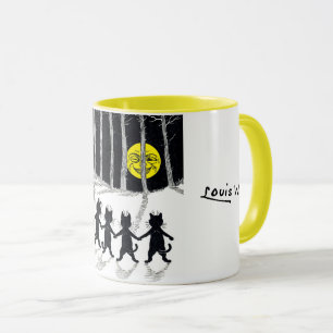 Vollmond und Katzen, Louis Wain Tasse