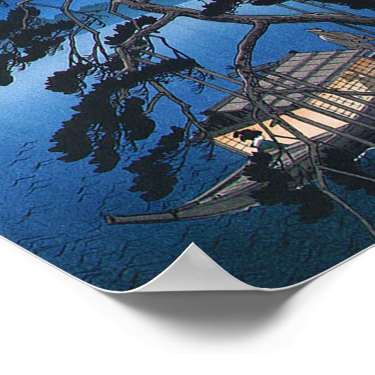 Vollmond und Pine Tree, Koho Shoda, Holzschnitt Poster (Ecke)