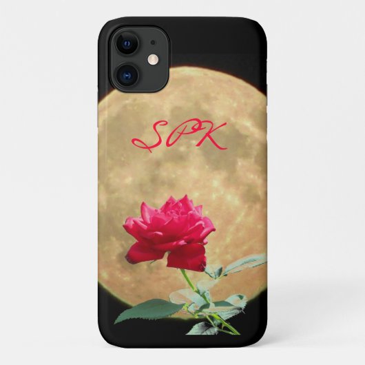 Vollmond und Rote Rose Personalisiert Case-Mate iPhone Hülle (Rückseite)