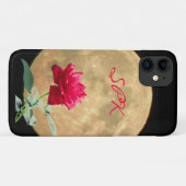 Vollmond und Rote Rose Personalisiert Case-Mate iPhone Hülle (Rückseite (Horizontal))