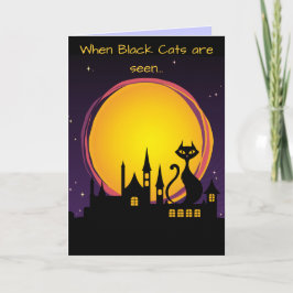 Vollmond und schwarze Katze Halloween Karte