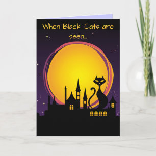 Vollmond und schwarze Katze Halloween Karte
