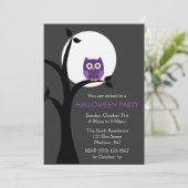 Vollmond und Spooky Owl Halloween Einladung (Stehend Vorderseite)