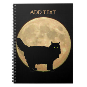 Vollmond und Stehende Black Cat Silhouette Notizblock