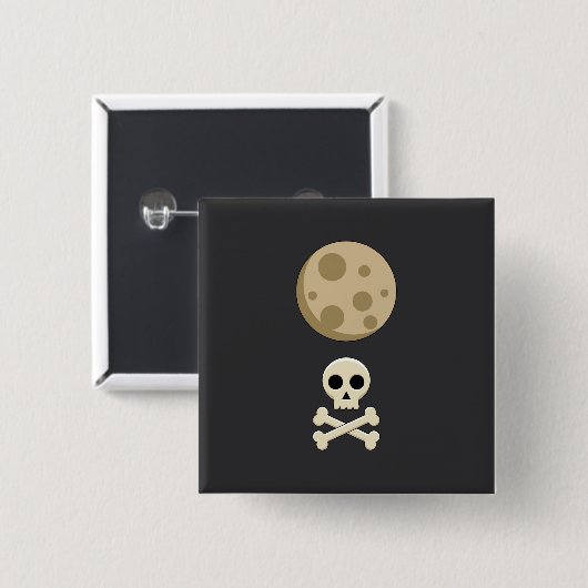 Vollmond und Totenkopf Button (Vorne & Hinten)