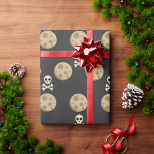 Vollmond und Totenkopfmuster Geschenkpapier