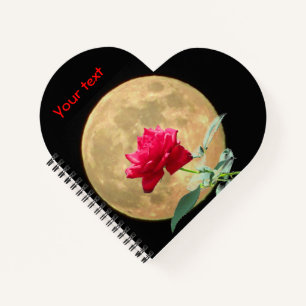 Vollmond und Vollblut-Rote Rose Notizblock