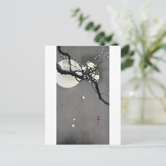 Vollmond und Weißer Pflaumenblütenblossom, Ohara K Postkarte (Stehend Vorderseite)