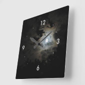 Vollmond und Wolken auf Schwarzem Quadratische Wanduhr (Winkel)