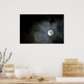Vollmond und Wolken Poster (Küche)