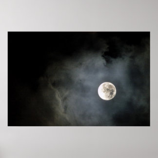 Vollmond und Wolken Poster