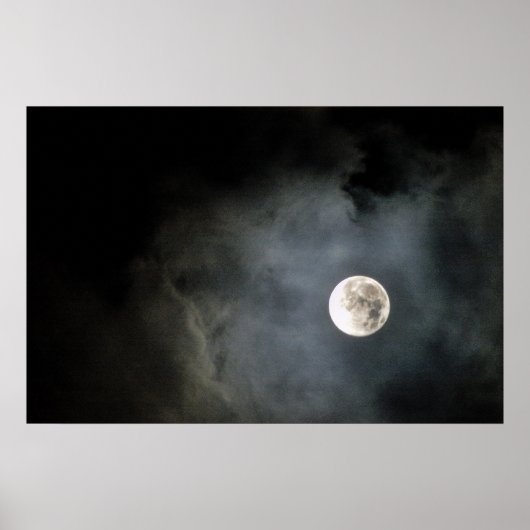 Vollmond und Wolken Poster (Vorne)