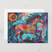 Vollmond Unicorn BlumenCollage Postkarte (Vorne/Hinten)