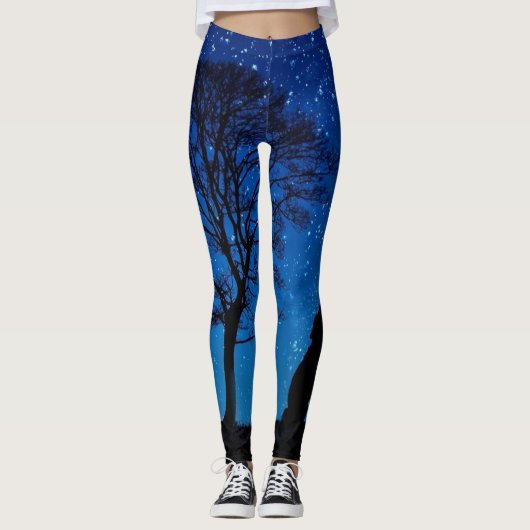 Vollmond-Waldwolf Leggings (Vorderseite)