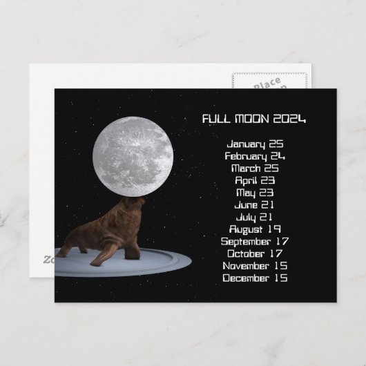 Vollmond Walrus US Eastern Date 2024 Postkarte (Vorne/Hinten)