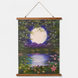 Vollmond Wandteppich Mit Holzrahmen