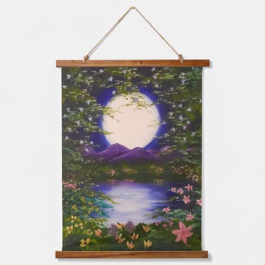 Vollmond Wandteppich Mit Holzrahmen (Vorderseite)