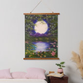 Vollmond Wandteppich Mit Holzrahmen (Schlafzimmer)