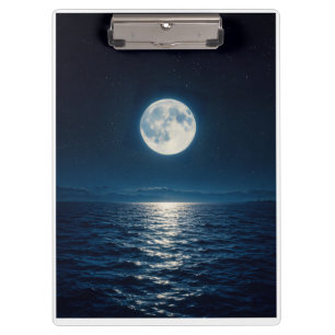 Vollmond Wasser Reflexion Mondlicht Abstrakter Dur Klemmbrett