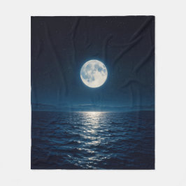 Vollmond Wasser Reflexion Mondlicht Sternennacht  Fleecedecke
