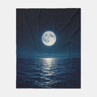 Vollmond Wasser Reflexion Mondlicht Sternennacht  Fleecedecke
