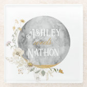 Vollmond-Wildblume Goldmedaille Glasuntersetzer (Vorderseite)