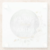 Vollmond-Wildblume Goldmedaille Glasuntersetzer (Rückseite)