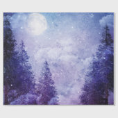 Vollmond Winter Lila Forest Geschenkpapier (Flach)