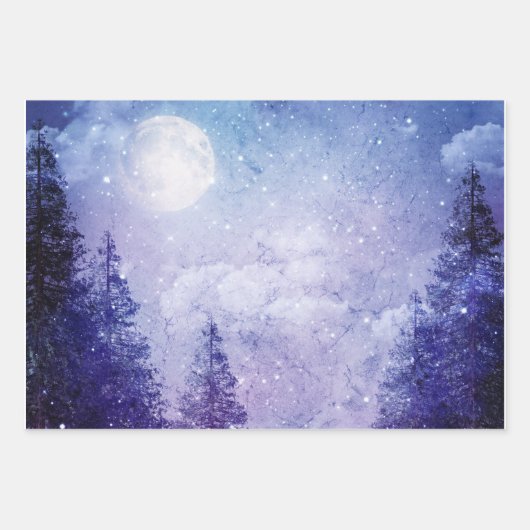 Vollmond Winter Lila Forest Geschenkpapier Set (Vorderseite 2)