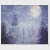 Vollmond Winter Pine Tree Forest Geschenkpapier (Flach)