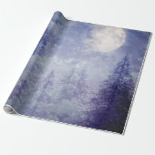 Vollmond Winter Pine Tree Forest Geschenkpapier (Ungerollt)