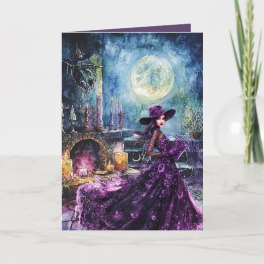 Vollmond Witwen Time Halloween Card Karte (Vorderseite)