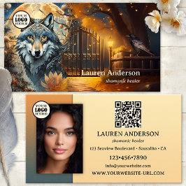 Vollmond Wolf Logo QR Code Shaman Visitenkarte
