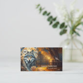 Vollmond Wolf Logo QR Code Shaman Visitenkarte (Stehend Vorderseite)