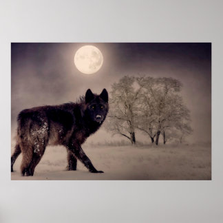 Vollmond Wolf. Poster