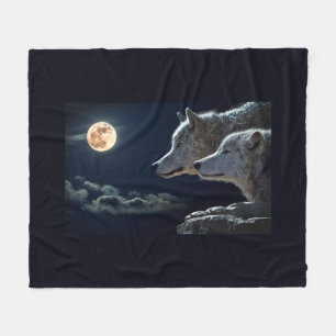 Vollmond-Wölfe Fleecedecke